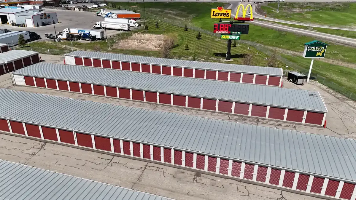 Aerial view of facility with drive up units
